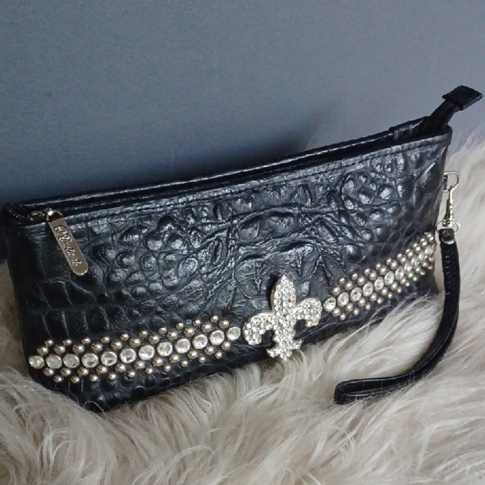 Raviani Aligator Leather Rhinstone Clutch/ Wristlet